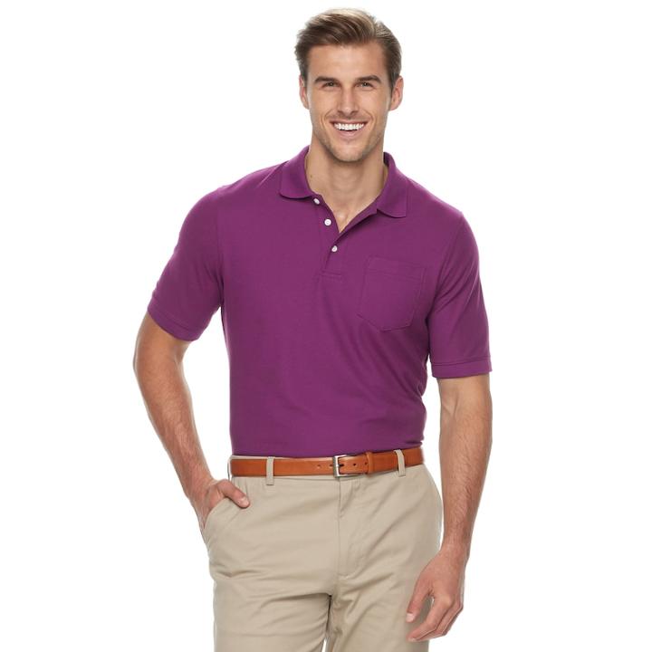 Big & Tall Croft & Barrow&reg; Classic-fit Easy-care Pique Performance Pocket Polo, Men's, Size: Xxl Tall, Med Purple