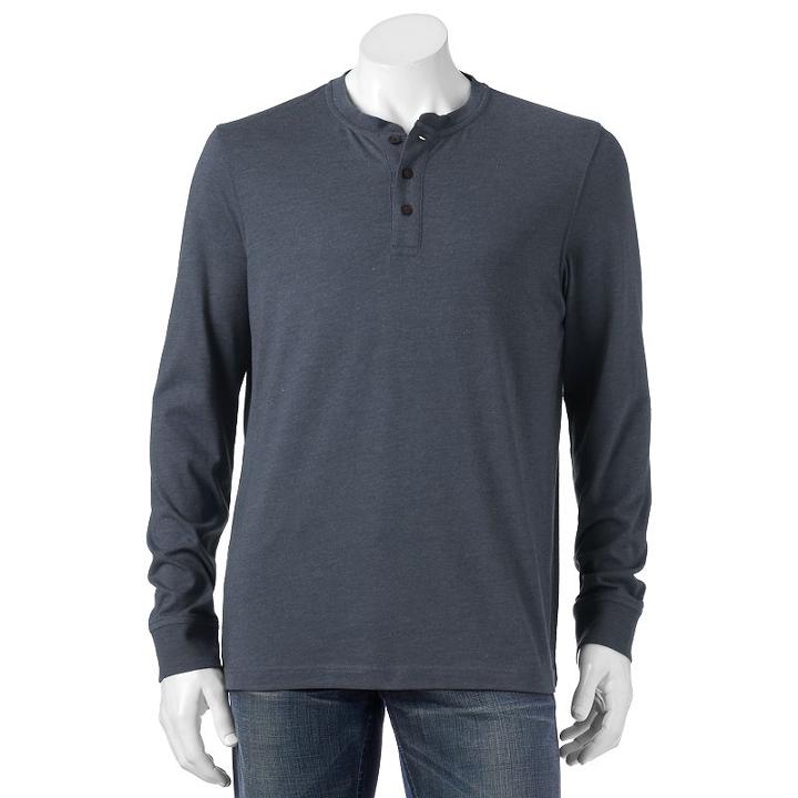 Men's Croft & Barrow&reg; Classic-fit Easy-care Henley, Size: Medium, Dark Blue