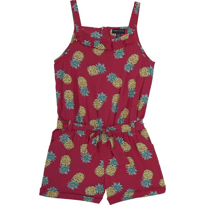 Girls 4-6x French Toast Printed Romper, Girl's, Size: 5, Dark Pink