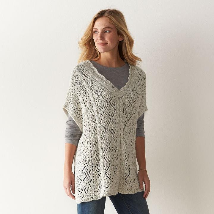 Women's Sonoma Goods For Life&trade; Pointelle Poncho Sweater, Size: S-m, White Oth