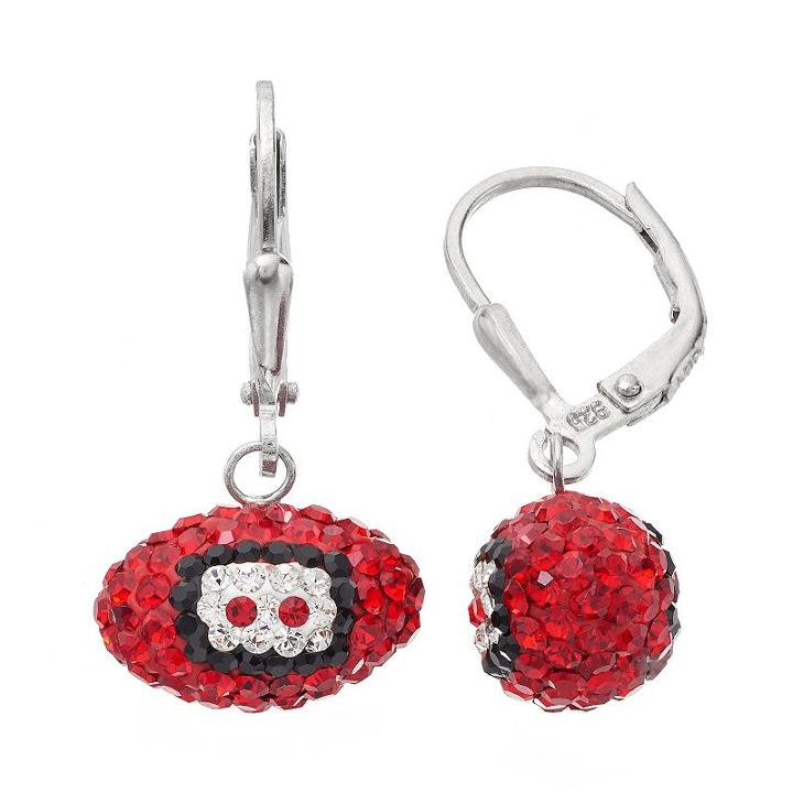 Atlanta Falcons Crystal Sterling Silver Football Drop Earrings, Women's, Multicolor