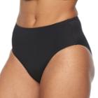 Women's A Shore Fit Solid Bikini Bottoms, Size: 10, Black