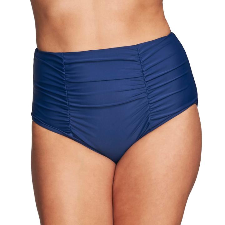 Plus Size Mazu Swim Ruched High-waisted Bikini Bottoms, Women's, Size: 18 W, Blue (navy)