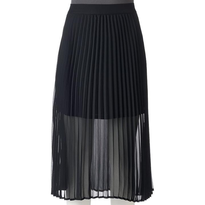Juniors' Love, Fire Sheer Pleated Midi Skirt, Girl's, Size: Small, Black