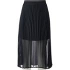 Juniors' Love, Fire Sheer Pleated Midi Skirt, Girl's, Size: Small, Black