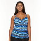 Plus Size Croft & Barrow&reg; Bust Enhancer Twist-front Tankini Top, Women's, Size: 18 W, Med Blue