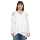 Plus Size Design 365 Tulip Hem Cold-shoulder Top, Women's, Size: 2xl, White