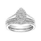 Lovemark 10k White Gold 1/4 Carat T.w. Diamond Marquise Engagement Ring Set, Women's, Size: 6