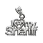 Logoart Sterling Silver I Love My Sheriff Pendant, Women's, Grey