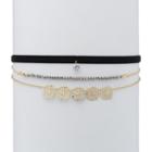 Lc Lauren Conrad Filigree Beaded Multi Strand Choker Necklace, Women's, Black