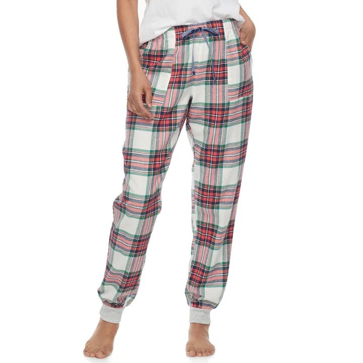 Women's Sonoma Goods For Life&trade; Pajamas: Nordic Nights Flannel Jogger Pants, Size: Medium, White
