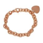 14k Gold Over Silver Heart Charm Bracelet, Women's, Size: 7.5, Pink