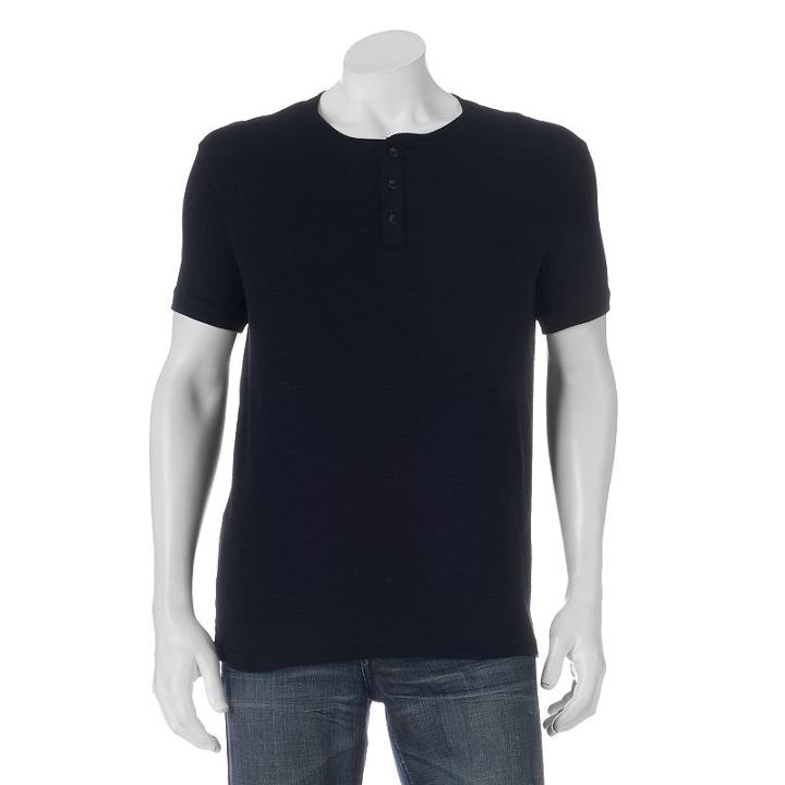 Men's Apt. 9&reg; Modern-fit Slubbed Henley, Size: Small, Black