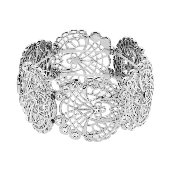 Filigree Disc Stretch Bracelet, Women's, Grey