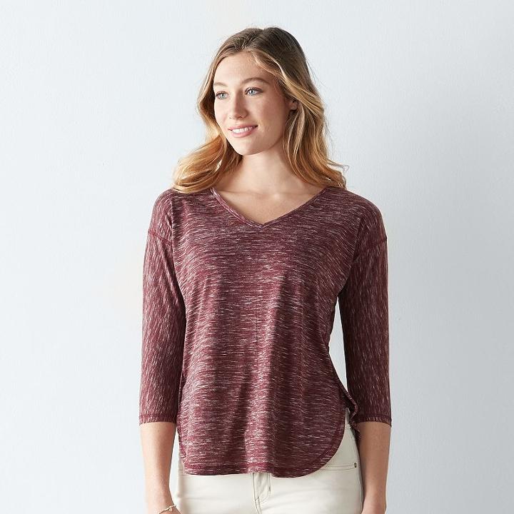 Women's Sonoma Goods For Life&trade; Relaxed V-neck Tee, Size: Xxl, Med Red