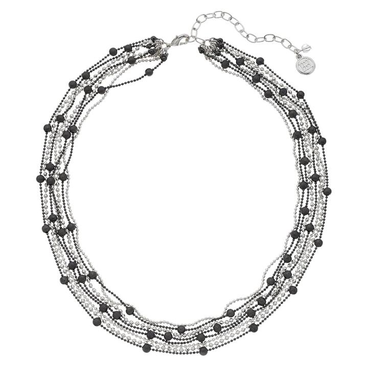 Dana Buchman Two Tone Beaded Multi Strand Necklace, Women's, Silver