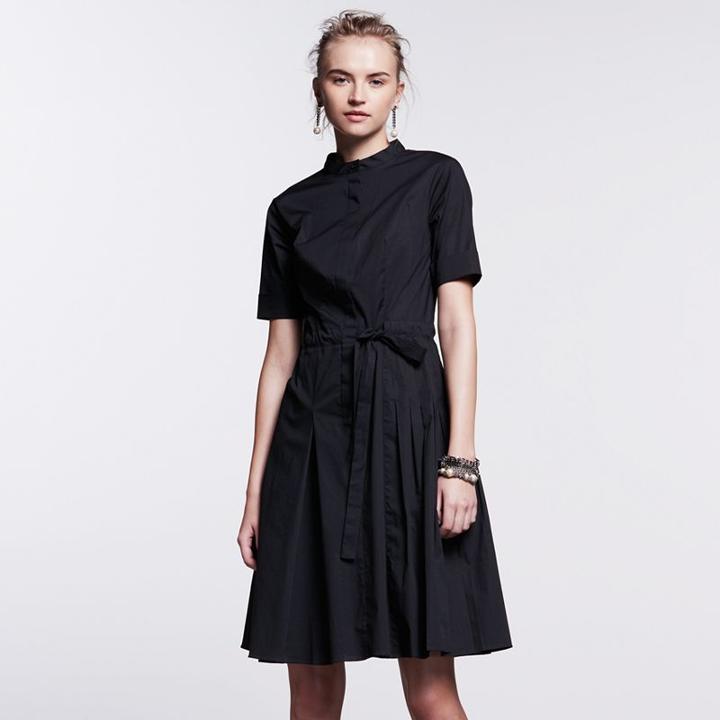 Women's Simply Vera Vera Wang Simply Noir Pleated Shirtdress, Size: Medium, Black