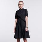 Women's Simply Vera Vera Wang Simply Noir Pleated Shirtdress, Size: Medium, Black