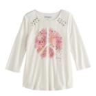 Girls 7-16 Mudd&reg; 3/4-sleeve Lace Shoulder Raglan Tunic, Size: 12, White