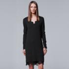Women's Simply Vera Vera Wang Lace Hem Sweater Dress, Size: Large, Dark Grey