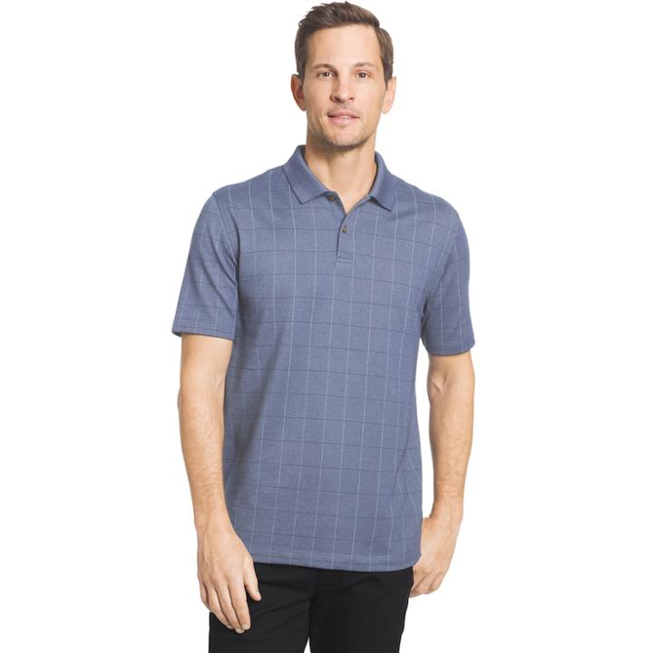 Big & Tall Van Heusen Flex Stretch Windowpane Polo, Men's, Size: Xl Tall, Blue Other