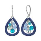 Napier Blue Beaded Cluster Threaded Teardrop Earrings, Women's, Blue Other