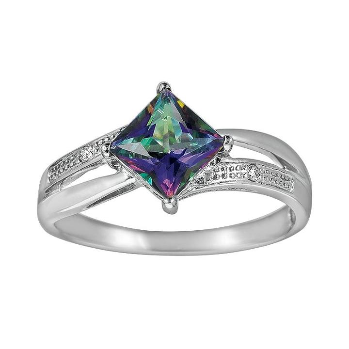 10k White Gold Lab-created Alexandrite And Diamond Accent Ring, Women's, Size: 7, Purple