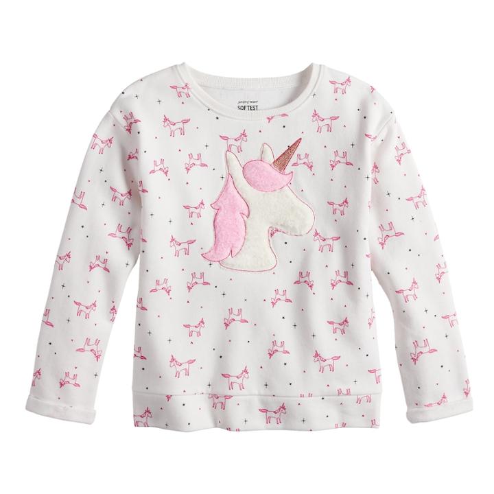 Girls 4-10 Jumping Beans&reg; Softest Fleece Fuzzy Applique Pullover, Size: 6, Natural