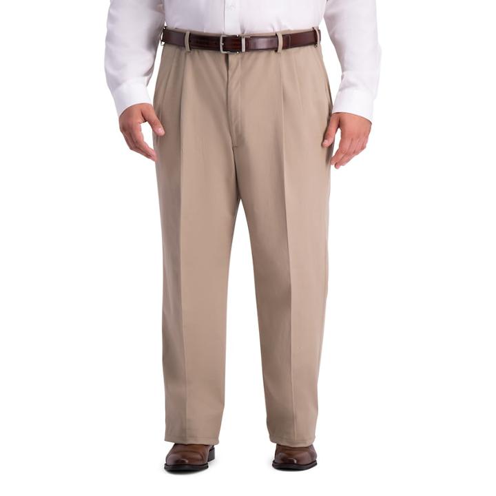Big & Tall Haggar Work-to-weekend Pro Relaxed-fit Stretch Expandable-waist Pleated Pants, Men's, Size: 44x30, Dark Beige