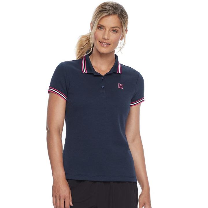 Women's Fila Sport&reg; Striped Trim Polo, Size: Large, Blue (navy)