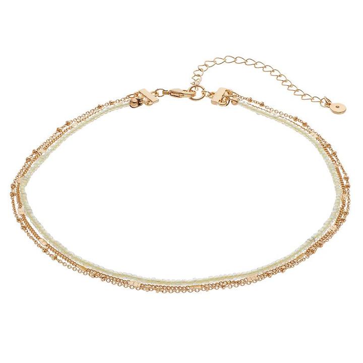 Lc Lauren Conrad White Seed Bead Multi Strand Choker Necklace, Women's