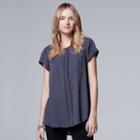 Women's Simply Vera Vera Wang Chiffon High-low Top, Size: Xl, Grey