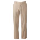 Men's Grand Slam Slim-fit Performance Easy-care Flat-front Pants, Size: 44x32, Dark Beige