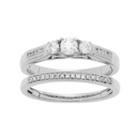 14k White Gold 1/2 Carat T.w. Igl Certified Diamond 3-stone Engagement Ring Set, Women's, Size: 7.50