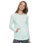 Juniors' So&reg; Lace-up Tunic Hoodie, Teens, Size: Medium, Brt Green
