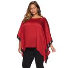 Plus Size Ab Studio Yoryu Poncho Top, Women's, Size: 2xl, Red