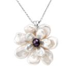 Sterling Silver Dyed Freshwater Cultured Pearl Flower Pendant, Women's, Size: 18, Purple