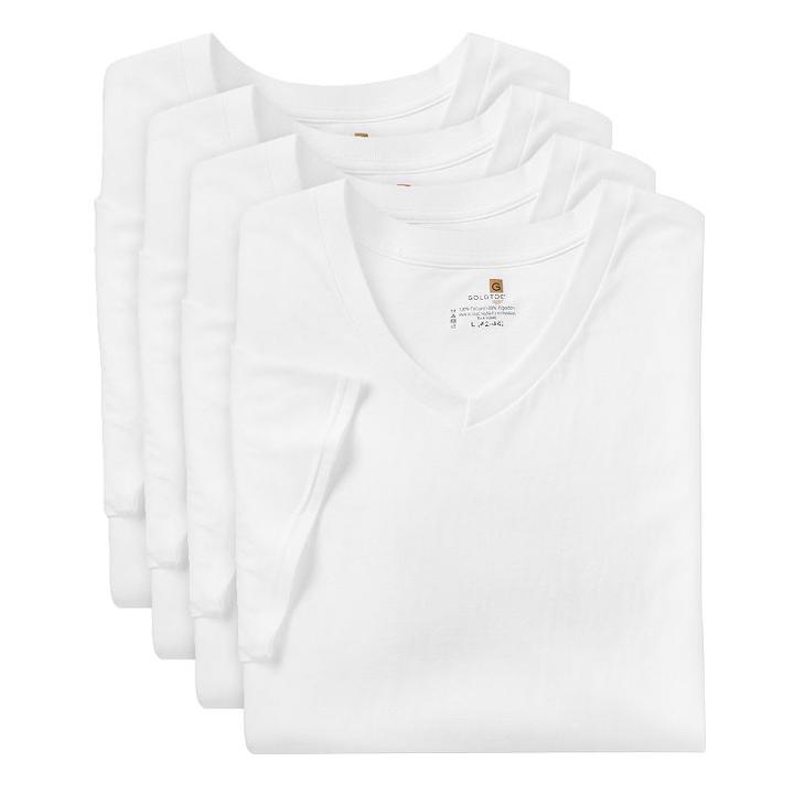 Men's Goldtoe 4-pack Performance V-neck Tees, Size: Xl, White