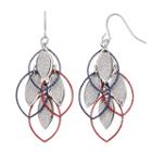 Glittery Red, White & Blue Nickel Free Marquise Kite Earrings, Women's, Brt Red