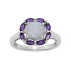 Sterling Silver Lab-created Opal & Amethyst Ring, Women's, Size: 7, White