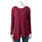 Women's French Laundry Lace Asymmetrical-hem Top, Size: Large, Brt Red
