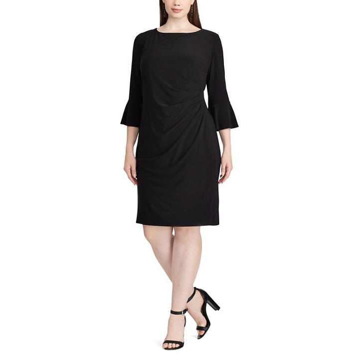 Plus Size Chaps Jersey Bell-sleeve Sheath Dress, Women's, Size: 16 W, Black