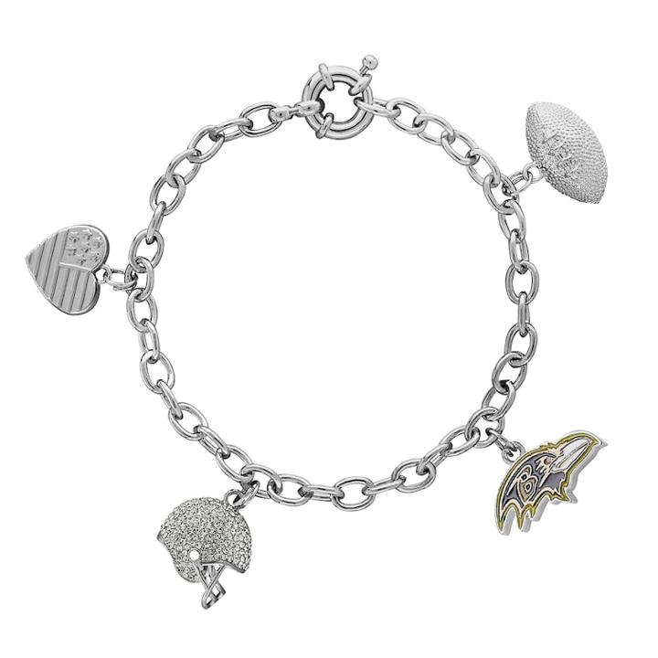 Baltimore Ravens Charm Bracelet, Women's, Size: 7.5, White