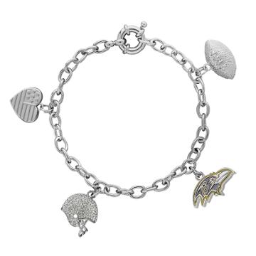 Baltimore Ravens Charm Bracelet, Women's, Size: 7.5, White