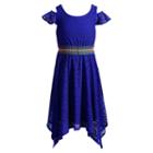 Girls 7-16 Emily West Crochet Lace Cold Shoulder Handkerchief Hem Belted Dress, Girl's, Size: 7, Ovrfl Oth