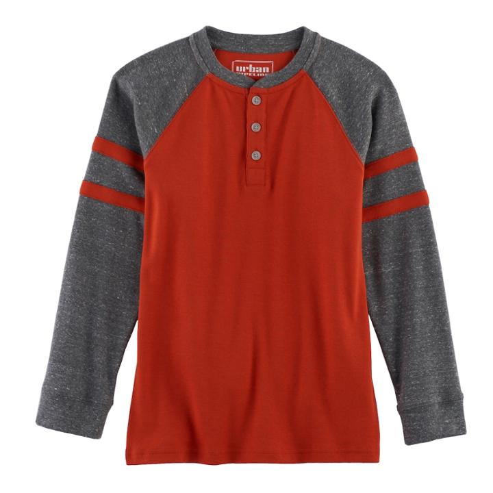 Boys 8-20 Urban Pipeline&reg; Football Raglan Henley, Size: Large, Med Orange