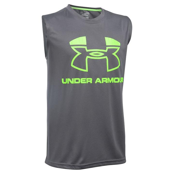 Boys 8-20 Under Armour Logo Muscle Tee, Boy's, Size: Medium, Silver