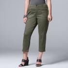 Plus Size Simply Vera Vera Wang Twill Ankle Pants, Women's, Size: 22 W, Green