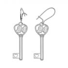 Insignia Collection Nascar Jeff Gordon Sterling Silver 24 Heart Key Drop Earrings, Women's, Grey