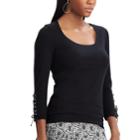 Women's Chaps Lace-up Sleeve Top, Size: Xl, Black